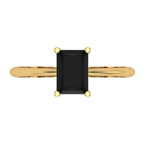 Clara Pucci 14K Yellow Gold 1ct Onyx Solitaire Ring for Women
