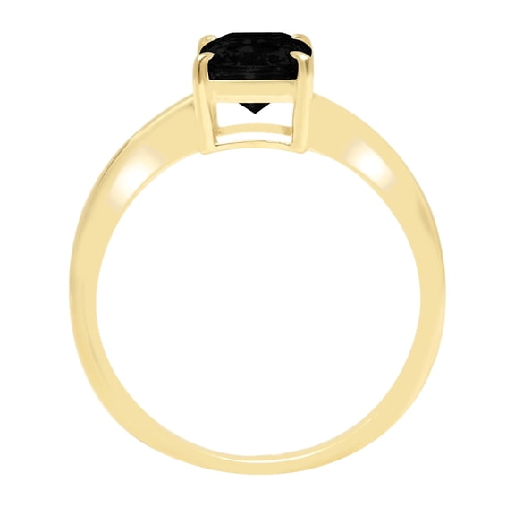1 ct Radiant Cut Natural Onyx Solitaire Engagement Ring for Women in 18K Yellow Gold