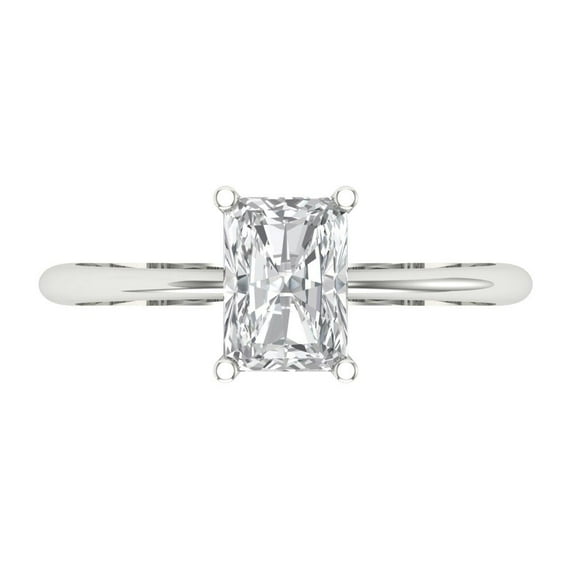 Clara Pucci 14K White Gold 1ct Clear Solitaire Ring for Women