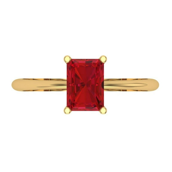 1 ctw Solitaire Anniversary Ring for Women | Radiant Cut Simulated Pink Tourmaline | Hyperallergenic Solid 14K Yellow Gold