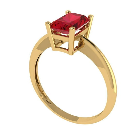 1 ct Radiant Cut Simulated Pink Tourmaline Solitaire Engagement Ring for Women in 18K Yellow Gold
