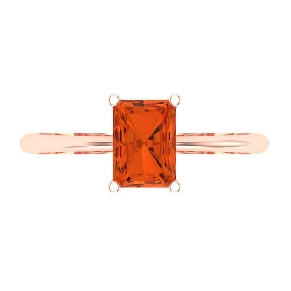 Clara Pucci 14K Rose Gold Solid Gold Red Solitaire Anniversary Ring for Women - 1 cttw Radiant Cut