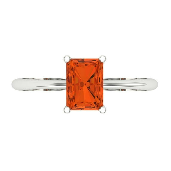 1 ct Radiant Cut Simulated Red Diamond Solitaire Engagement Ring for Women in 18K White Gold