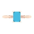 thumbnail image 1 of 1 ctw Solitaire Anniversary Ring for Women | Radiant Cut Simulated Turquoise | Hyperallergenic Solid 14K Rose Gold, 1 of 5