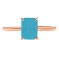 thumbnail image 1 of 1 ct Radiant Cut Simulated Turquoise Solitaire 18K Rose Gold Womens Engagement Ring, 1 of 4