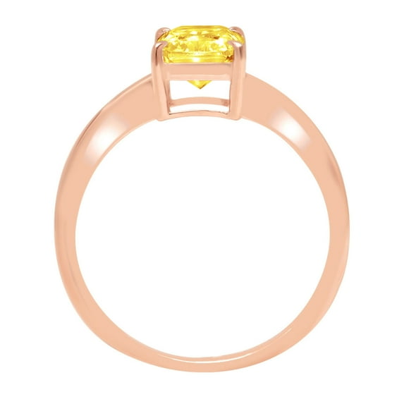 1 ct Radiant Cut Simulated Yellow Diamond Solitaire Engagement Ring for Women in 18K Rose Gold