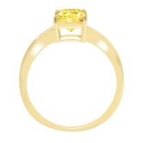 1 ct Radiant Cut Simulated Yellow Diamond Solitaire Engagement Ring for Women in 18K Yellow Gold