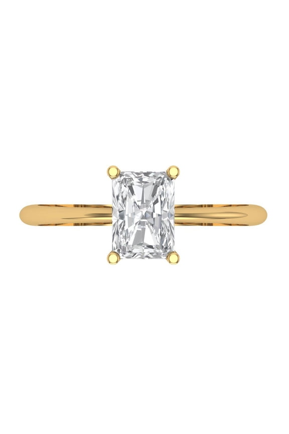 1 ct Radiant Cut White Sapphire Solitaire 14K Yellow Gold Womens Engagement Ring
