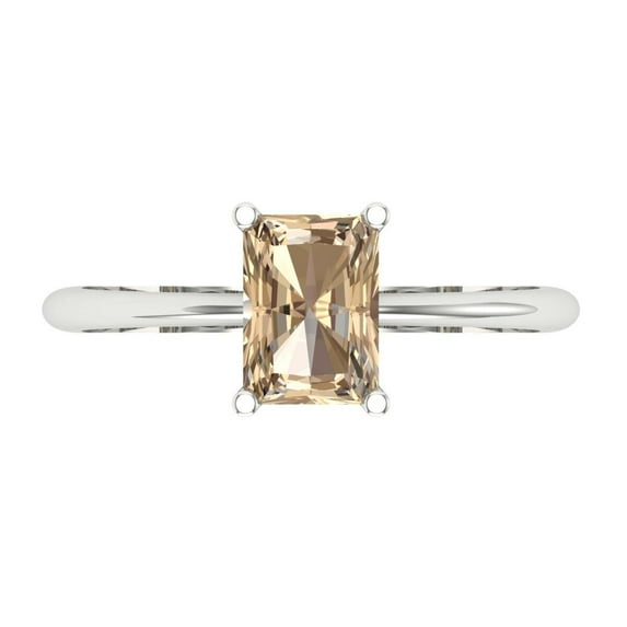 Clara Pucci 14K White Gold 1ct YellowMoissanite Solitaire Ring for Women
