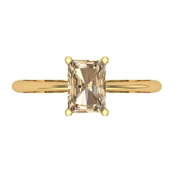 1 ct Radiant Cut Yellow Moissanite Solitaire Engagement Ring for Women in 18K Yellow Gold