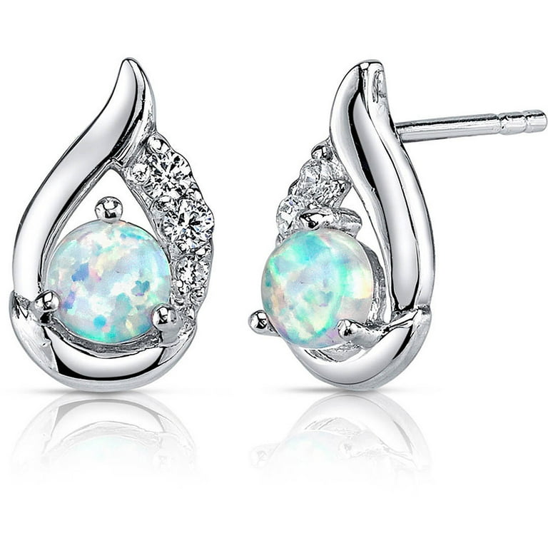 Sterling silver created opal earrings Sterling silver created opal earrings