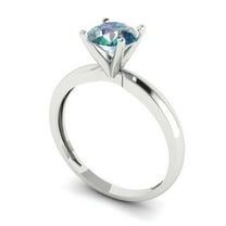 1 ct Round Cut Blue Moissanite Solitaire Engagement Ring for Women in 18K White Gold