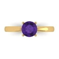 thumbnail image 1 of 1 ct Round Cut Natural Amethyst Solitaire 18K Yellow Gold Womens Engagement Ring, 1 of 4