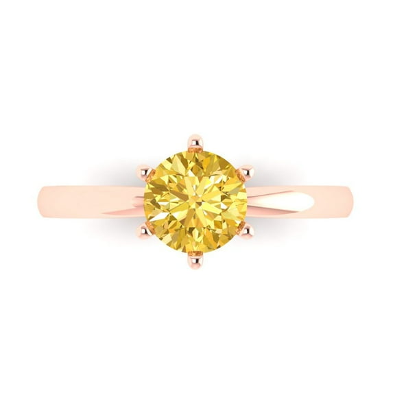 1 ct Round Cut Natural Citrine Solitaire 14K Rose Gold Womens Engagement Ring