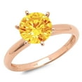 thumbnail image 1 of 1 ct Round Cut Natural Citrine Solitaire 18K Rose Gold Womens Engagement Ring, 1 of 4