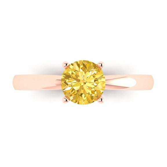 Clara Pucci 14K Rose Gold 1ct Citrine Solitaire Ring for Women