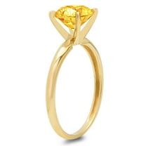 1 ct Round Cut Natural Citrine Solitaire Engagement Ring for Women in 18K Yellow Gold