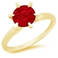 thumbnail image 1 of 1 ct Round Cut Natural Garnet Solitaire 18K Yellow Gold Womens Engagement Ring, 1 of 3