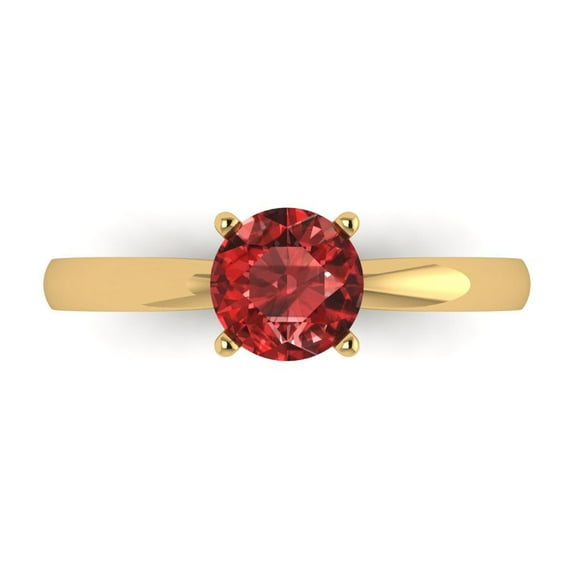 1 ct Round Cut Natural Garnet Solitaire Engagement Ring for Women in 14K Yellow Gold