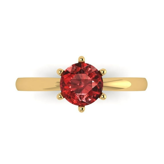 Clara Pucci 14K Yellow Gold 1ct Garnet Solitaire Ring for Women