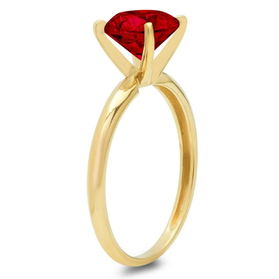 1 ct Round Cut Natural Garnet Solitaire Engagement Ring for Women in 18K Yellow Gold