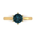 thumbnail image 1 of 1 ct Round Cut Natural London Blue Topaz Solitaire 18K Yellow Gold Womens Engagement Ring, 1 of 5