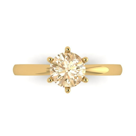 1 ct Round Cut Natural Morganite Solitaire 14K Yellow Gold Womens Engagement Ring