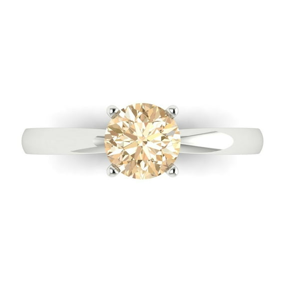 1 ctw Solitaire Anniversary Ring for Women | Round Cut Natural Morganite | Hyperallergenic Solid 18K White Gold