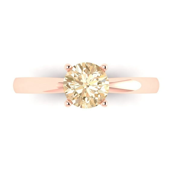 Clara Pucci 14K Rose Gold 1ct Morganite Solitaire Ring for Women