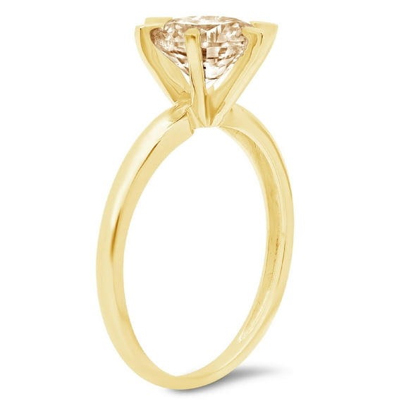 1 ct Round Cut Natural Morganite Solitaire Engagement Ring for Women in 18K Yellow Gold