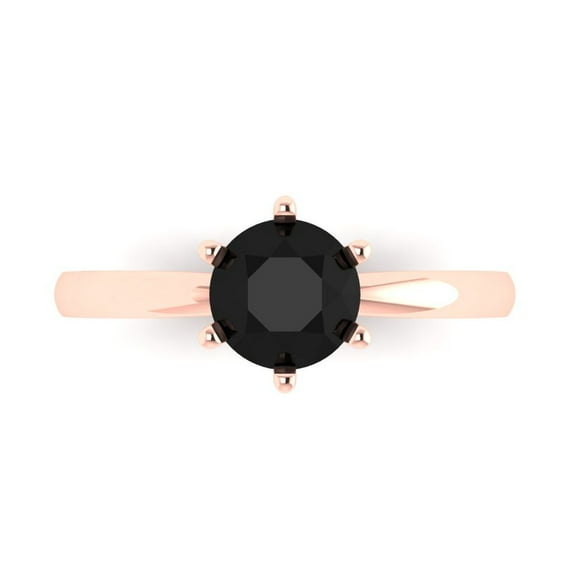 1 ctw Solitaire Anniversary Ring for Women | Round Cut Natural Onyx | Hyperallergenic Solid 18K Rose Gold