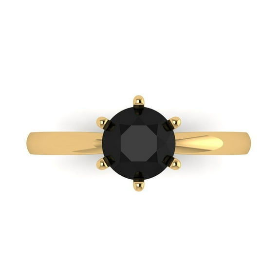 1 ctw Solitaire Anniversary Ring for Women | Round Cut Natural Onyx | Hyperallergenic Solid 18K Yellow Gold