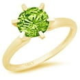 thumbnail image 1 of 1 ct Round Cut Natural Peridot Solitaire 18K Yellow Gold Womens Engagement Ring, 1 of 3