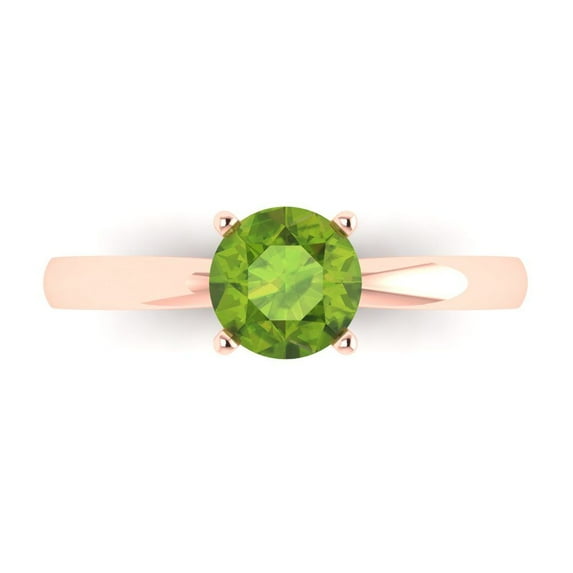 1 ct Round Cut Natural Peridot Solitaire Engagement Ring for Women in 18K Rose Gold