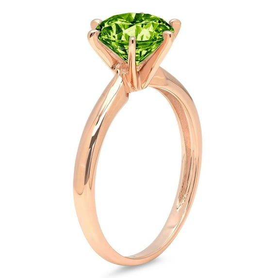 1 ct Round Cut Natural Peridot Solitaire Engagement Ring for Women in 18K Rose Gold