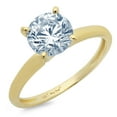 thumbnail image 1 of 1 ct Round Cut Natural Swiss Blue Topaz Solitaire 14K Yellow Gold Womens Engagement Ring, 1 of 3