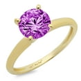 thumbnail image 1 of 1 ct Round Cut Simulated Alexandrite Solitaire 18K Yellow Gold Womens Engagement Ring, 1 of 4