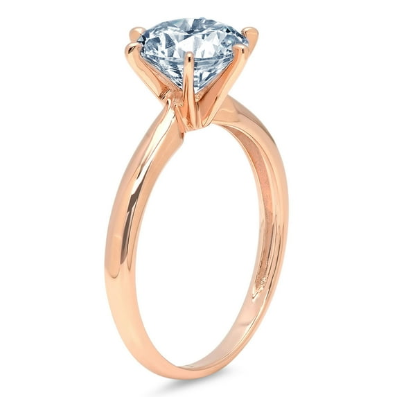 1 ct Round Cut Simulated Blue Diamond Solitaire Engagement Ring for Women in 14K Rose Gold