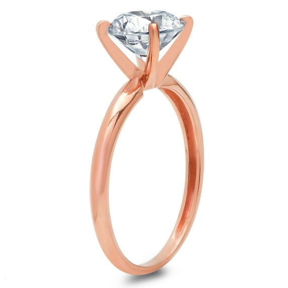 1 ct Round Cut Simulated Blue Diamond Solitaire Engagement Ring for Women in 14K Rose Gold