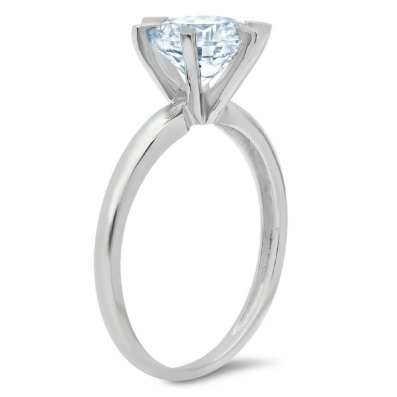 1 ct Round Cut Simulated Blue Diamond Solitaire Engagement Ring for Women in 14K White Gold