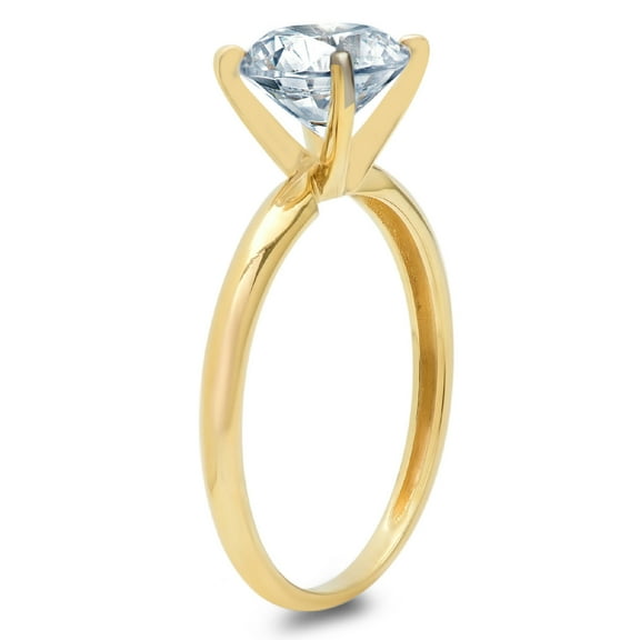 1 ct Round Cut Simulated Blue Diamond Solitaire Engagement Ring for Women in 18K Yellow Gold
