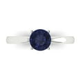 thumbnail image 1 of 1 ct Round Cut Simulated Blue Sapphire Solitaire 18K White Gold Womens Engagement Ring, 1 of 5