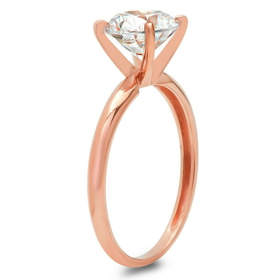 1 ct Round Cut Simulated Diamond Solitaire Engagement Ring for Women in 18K Rose Gold