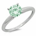 thumbnail image 1 of 1 ct Round Cut Simulated Green Diamond Solitaire 14K White Gold Womens Engagement Ring, 1 of 3