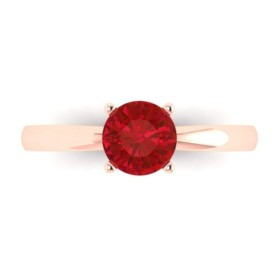 Clara Pucci 14K Rose Gold 1ct Tourmaline Solitaire Ring for Women