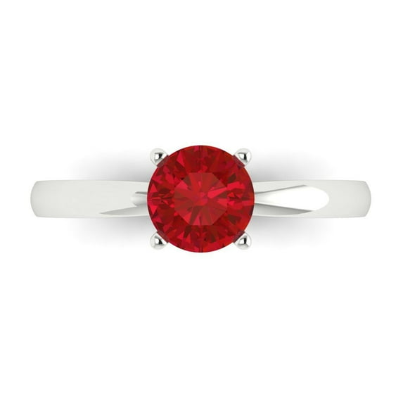 1 ct Round Cut Simulated Pink Tourmaline Solitaire Engagement Ring for Women in 14K White Gold