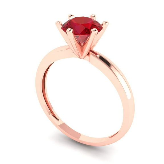 1 ct Round Cut Simulated Pink Tourmaline Solitaire Engagement Ring for Women in 18K Rose Gold