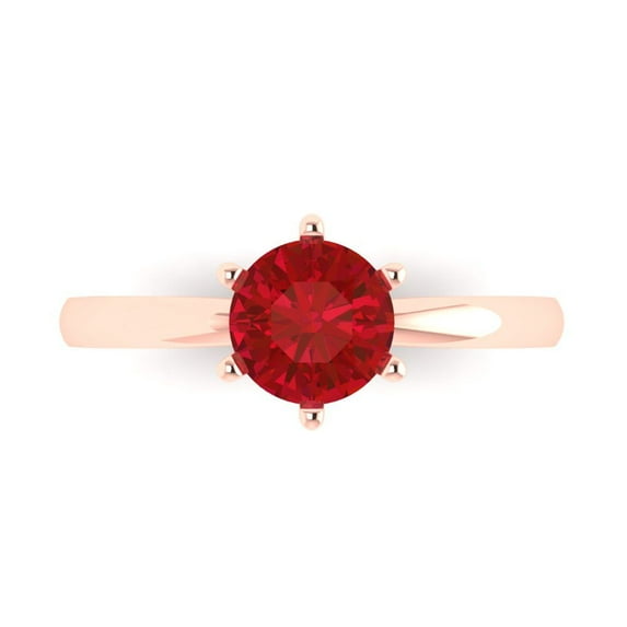 1 ct Round Cut Simulated Pink Tourmaline Solitaire Engagement Ring for Women in 18K Rose Gold