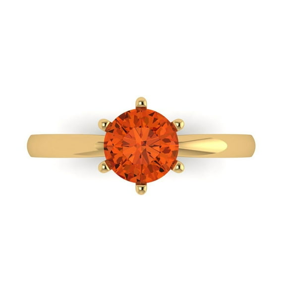 Clara Pucci 14K Yellow Gold 1ct Red Solitaire Ring for Women