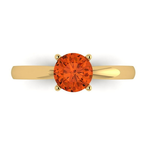 1 ct Round Cut Simulated Red Diamond Solitaire Engagement Ring for Women in 18K Yellow Gold